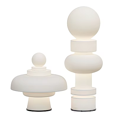 Modern White Pendant Lights With Stacked Circular Elements And Matte Finish Design 3d model