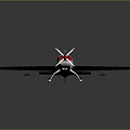 Blue and Red Airplane Model Featuring White Stars Propeller and Red Stripe Wings