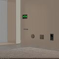 Modern Projection Wall Setup With Green Arrow Display Round And Square Devices Light Wood Interior
