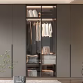Modern Wardrobe Interior Design With Glass Doors Hanging Clothes And Storage Drawers