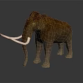 Realistic Woolly Mammoth 3D Model With Brown Fur Long White Tusks