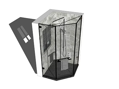 Shower Sauna Modern Design With Glass Door And Tiled Walls 3d model