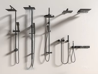 Shower Heads Multiple Types Including Rainfall And Handheld For Modern Bathroom 3d model