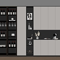 Modern Wine Cabinet High Cabinet Wood 3d model