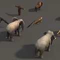 Reptile Crocodile Surrounded By Various Wild Animals Such As Elephants Gorillas