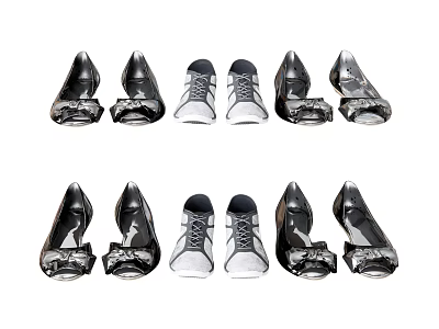 Stylish Black And White Shoes Collection For Fashionable Outfits 3d model