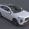 White HAVAL SUV Featuring Modern Front Grille And Orange Accents Design