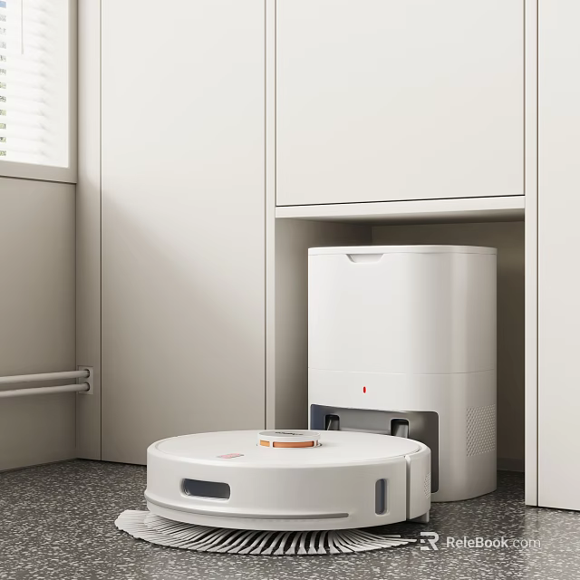 Daily Electrical Appliances Robot Vacuum And Humidifier In Modern White Cabinets Room 3d model 