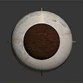 Modern Hanging Lamp With Round Paper Lampshade Orange Lines And Dark Brown Top Base
