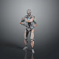 Futuristic Robot Character with Mechanical Armor and Glowing Core in Sci Fi Game Movie Scenes
