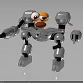 3D Cartoon Robot Character With Silver Metallic Body And Big Red Eyes Design