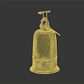 Antique Bronze Bell Musical Instrument With Decorative Top And Red Striker