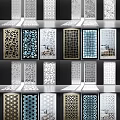 Stylish Room Dividers Featuring Geometric And Floral Patterns In Multiple Colors 3d model