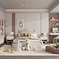 Modern Kids Room Interior With Cozy Bed Plush Toys And Shelves
