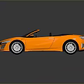 Orange Convertible Sports Car Sleek Design Black Top Alloy Wheels with Reflection on Gray Background