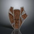 Medieval Wooden Shield With Metal Rivets And Decorative Symmetrical Design Elements