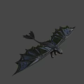 Black Dragon Game And Movie Character With Large Wings Flying In Blue Sky