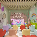 Kindergarten Interior Design With Cartoon Decor And Toy Train 3d model