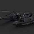 Two Modern Military Helicopters With Dark Camouflage And Rotor Systems