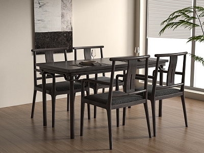 New Chinese Dining Table and Chair Combination 3d model