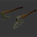 Traditional Axes as Weapons with Metal Heads and Wooden Handles on White Background