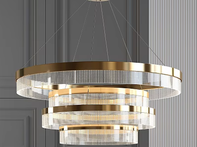 Modern Luxury Multi layer Ring Chandelier With Metal Frame And Crystal Glass Design 3d model