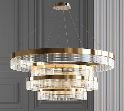 Modern Luxury Multi layer Ring Chandelier With Metal Frame And Crystal Glass Design 3d model