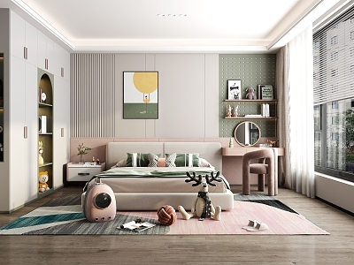 Modern Children's Room Girls Room 3d model