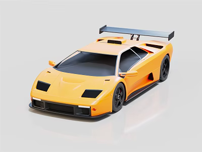 Yellow Sports Car With Sleek Aerodynamic Body Rear Spoiler And Black Wheels 3d model