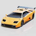 Yellow Sports Car With Sleek Aerodynamic Body Rear Spoiler And Black Wheels