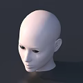 Game Movie Character 3D Model With White Bald Head And Realistic Facial Features