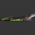 Colorful Striped Lizard With Green And Pink Hues On Gray Background