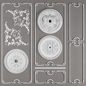 European-style carved plaster carved background combination 3d model