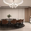 Elegant Modern Private Dining Room With Round Table And Chandelier 3d model
