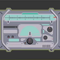 Retro Electronic Device With Green Frame Digital Display Control Dials And Knobs
