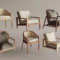 Various Designs Dining Chairs with Wooden Frames Rattan Details and Comfortable Fabric Cushions