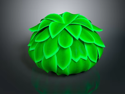 Vibrant Green Spherical Plant With Layered Leaves And Shiny Reflective Surface 3d model