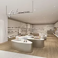 Modern International Fashion Clothing Store Interior With Display Shelves And Clothing Accessories