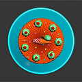 Orange Cake With Red Icing Green White Candy Balls Cherries And Ice Cream Decoration