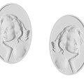 Pair of White Oval Decorative Carvings With Female Portrait Designs
