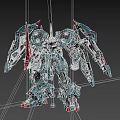 Game and Movie Character Blue and Gray Mecha With Red Beam Sword Mechanical Armor Design