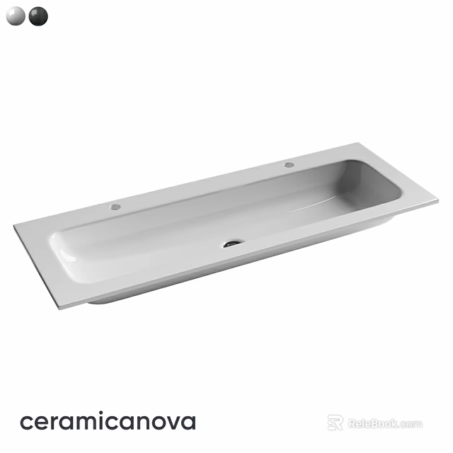 Modern White Rectangular Ceramic Washbasin With Smooth Surface And Drainage Hole 3d model 