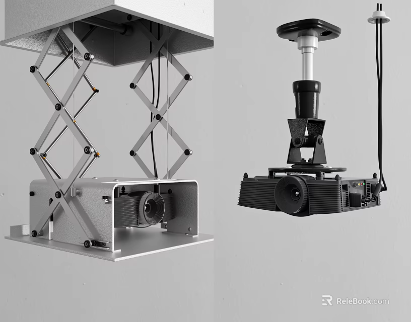 Projection Monitoring Mechanical Bracket With Adjustable Ceiling Mount Structure Design 3d model 