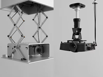 Projection Monitoring Mechanical Bracket With Adjustable Ceiling Mount Structure Design 3d model