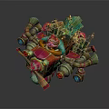 Vibrant Fantasy Game Character Riding Colorful Mechanical Vehicle With Pipes And Engines