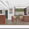 Elegant French Style Living And Dining Room With Arched Windows And Comfortable Vintage Home Decor