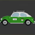 Green And White Vintage Beetle Taxi With Roof Rack And Door TAXI Sign