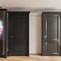 Colorful Hinged Doors In Black White Green With Wooden Flooring And Pink Neon Decor