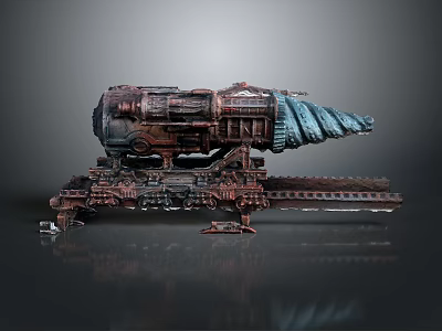 Rusty Metal Hardware Tools with Detailed Mechanical Structure and Base Stand 3d model