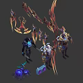 Diverse Game And Movie Characters With Unique Weapons And Colorful Designs